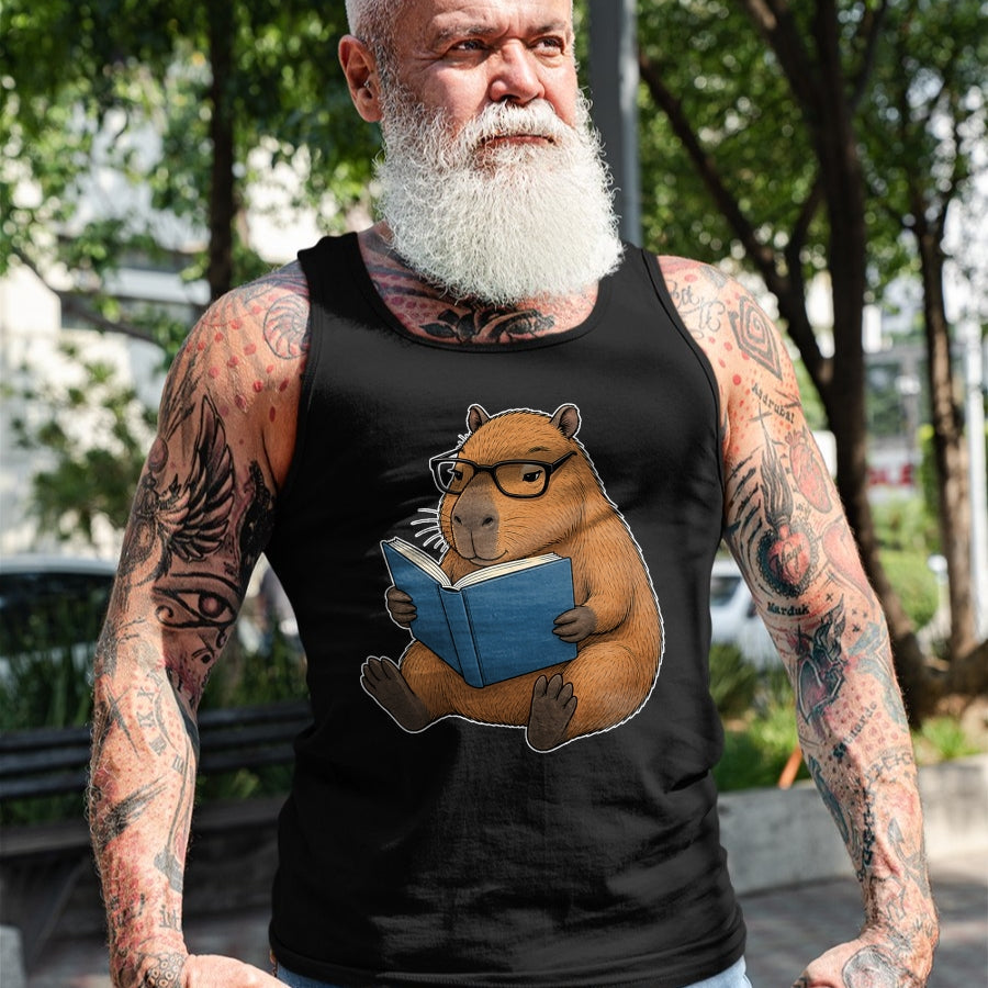 Cute Capybara Shirt, Funny Capybara UnisexT-Shirt/Hoodie/Sweatshirt HLT00 - Capybara Bookworm Reading Book Funny Graphic T-Shirt