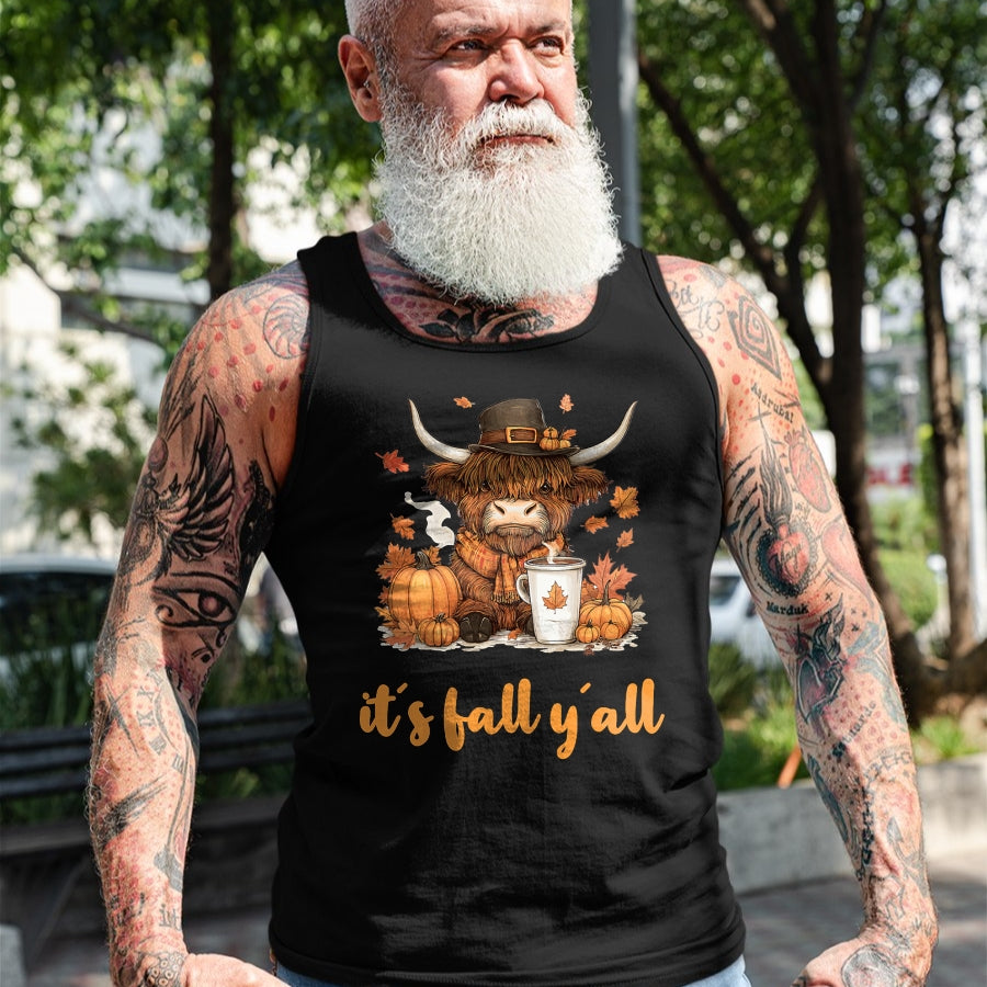 Best Thanksgiving Family Shirt , Funny Thanksgiving UnisexT-Shirt/Hoodie/Sweatshirt HLT00 - Scottish Highland Cow Fall Thanksgiving it´s Fall yáll T-Shirt