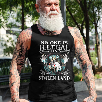Native American T-Shirts, Vintage Native American Unisex T-Shirt/Hoodie/Sweatshirt HLT00 - No One Is Illegal on Stolen Land Gifts Native Americans
