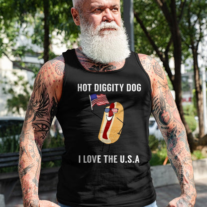 Dog Love Shirt, Dog Lover Gift T-Shirt/Hoodie/Sweatshirt HLT00 - Hot Diggity Dog I Love USA - Funny Fourth of July T-Shirt (1)