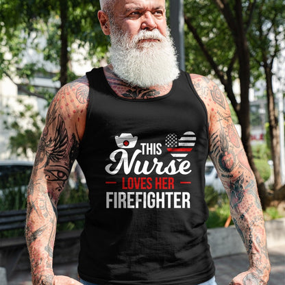 Funny Nurse Shirt, Nurse Unisex T-Shirt/Hoodie/Sweatshirt HLT00 - This Nurse Loves Her Firefighter Wife Nurse T-Shirt