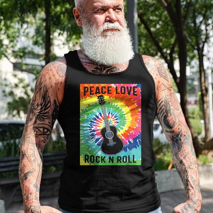 Guitar Lover Shirt, Funny Guitar UnisexT-Shirt/Hoodie/Sweatshirt HLT00 - Peace Love Rock n Roll Tie Dye Hippie Guitar Music Retro T-Shirt