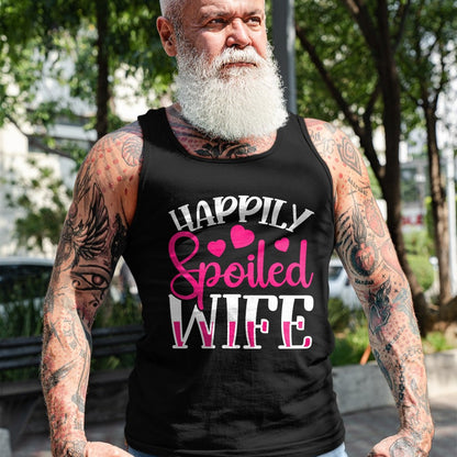 Best Wife Shirt, Wife and Husband Unisex T-Shirt/Hoodie/Sweatshirt HLT00 - Gift for wife T shirt, spoiled wife   Funny Wife Happily Spoiled Wife Premium T-Shirt