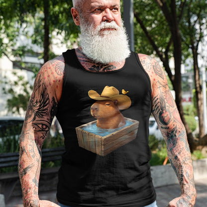 Cute Capybara Shirt, Funny Capybara Unisex T-Shirt/Hoodie/Sweatshirt HLT00 - Cute Capybara Wearing Cowboy Hat in Bathtub Funny Western T-Shirt