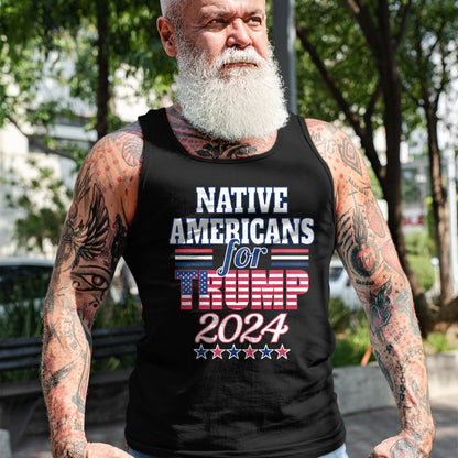 Native American T-Shirts, Vintage Native American Unisex T-Shirt/Hoodie/Sweatshirt HLT00 - Native Americans For Trump 2024 Election Trump Supporter