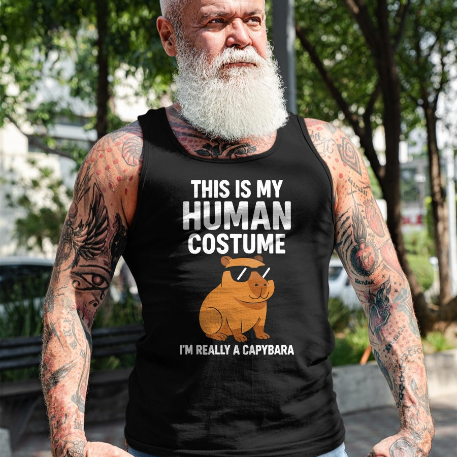 Cute Capybara Shirt, Funny Capybara Unisex T-Shirt/Hoodie/Sweatshirt HLT00 - This is My Human Costume I Am Really A Capybara T-Shirt