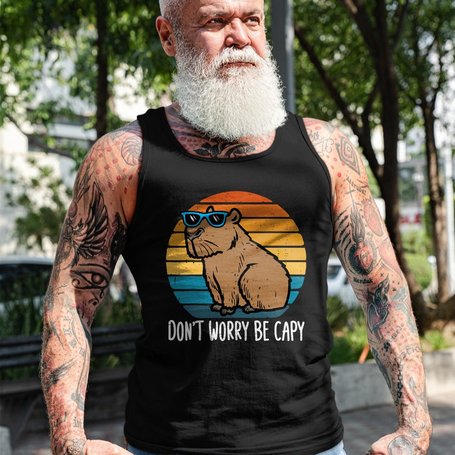 Cute Capybara Shirt, Funny Capybara Unisex T-Shirt/Hoodie/Sweatshirt HLT00 - Dont Worry Be Capy Capybara Retro Men Boys Kids Youth Women T-Shirt