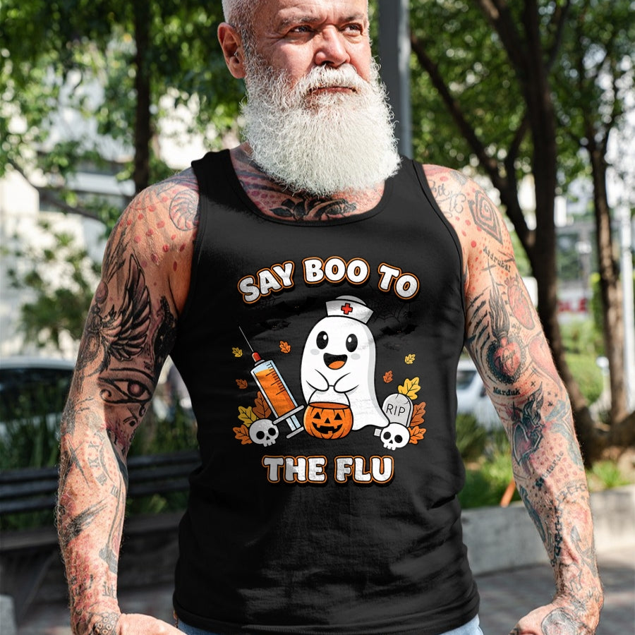 Best Doctor Shirt, Funny Doctor UnisexT-Shirt/Hoodie/Sweatshirt HLT00 - Doctor Say Boo to The Flu Halloween Vaccine Squad T-Shirt