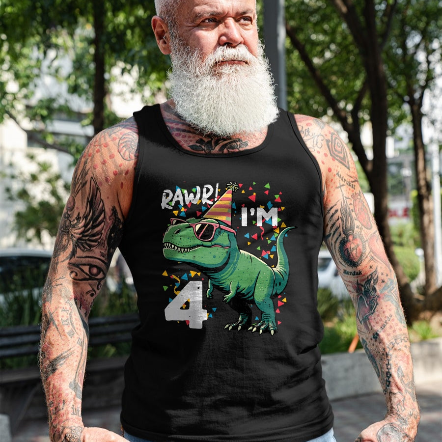Best Dinosaur Lover Shirt, Funny Dinosaur UnisexT-Shirt/Hoodie/Sweatshirt HLT00 - Kids 4th Birthday Trex Rawr Im 4 Years Old Bday Dino Boys Kids T-Shirt