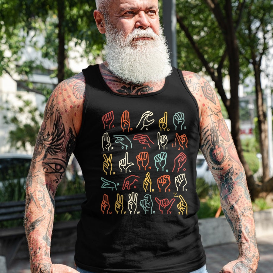Gift for Dad Shirt, Funny Dad Unisex T-Shirt/Hoodie/Sweatshirt HLT00 –  ASL ABC American Sign Language Alphabet Retro Deaf Awareness T-Shirt