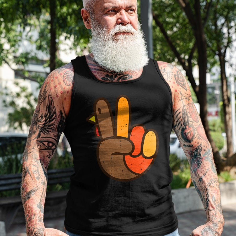 Best Thanksgiving Family Shirt , Funny Thanksgiving UnisexT-Shirt/Hoodie/Sweatshirt HLT00 - Peace Sign Turkey Hand Cool Thanksgiving Hippie Men Women T-Shirt
