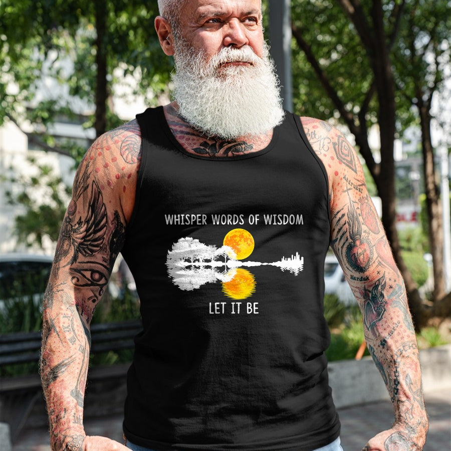 Guitar Lover Shirt, Funny Guitar UnisexT-Shirt/Hoodie/Sweatshirt HLT00 - Whisper Words of Wisdom Let It-Be Tshirt Guitar Lake Shadow T-Shirt