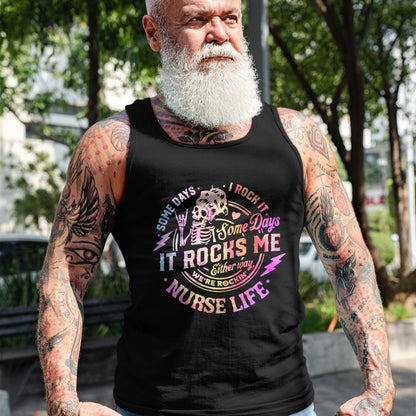 Funny Nurse Shirt, Nurse Unisex T-Shirt/Hoodie/Sweatshirt HLT00 - Tie Dye Some Days I Rock It Some Days It Rocks Me Nurse Life T-Shirt (1)