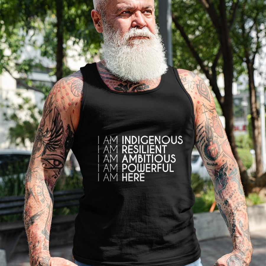 Native American T-Shirts, Vintage Native American Unisex T-Shirt/Hoodie/Sweatshirt HLT00 - Resilient Ambitious Powerful Here Native American Indigenous