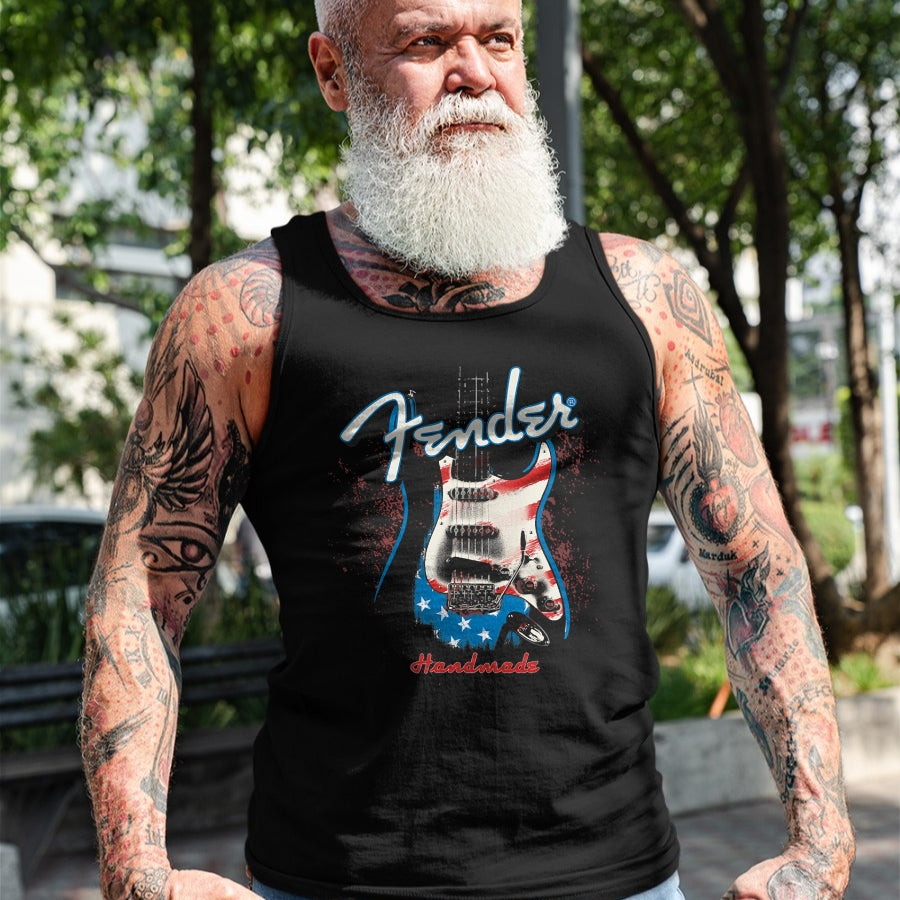Guitar Lover Shirt, Funny Guitar UnisexT-Shirt/Hoodie/Sweatshirt HLT00 - Fender Handmade Guitars 4th of July American Flag T-Shirt