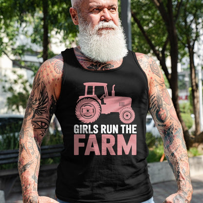 Best Farmer Life Shirt, Funny Farmer UnisexT-Shirt/Hoodie/Sweatshirt HLT00 - Girls Run The Farm Pink Farm Tractor Girl Women T-Shirt