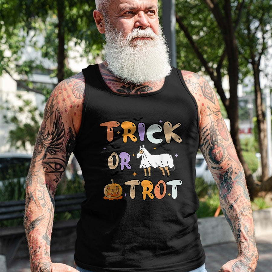 Best Horse Lover Shirt , Funny Horse UnisexT-Shirt/Hoodie/Sweatshirt HLT00 - Trick Or Trot Halloween Pumpkin Ghost Horse T-Shirt