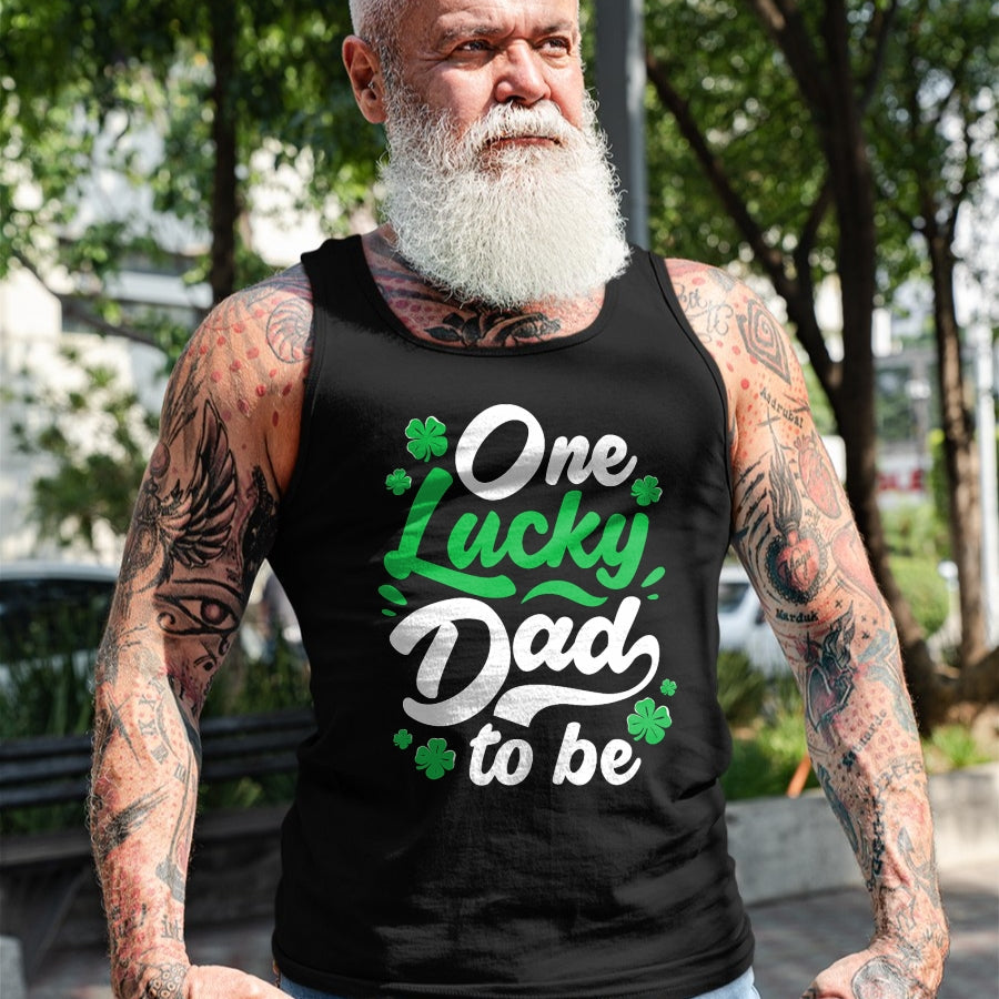 Gift for Dad Shirt, Funny Dad Unisex T-Shirt/Hoodie/Sweatshirt HLT00 – One Lucky Dad To Be St Patrick Day Gender Reveal Party T-Shirt