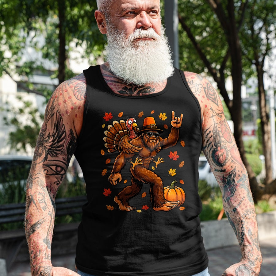 Best Thanksgiving Family Shirt , Funny Thanksgiving UnisexT-Shirt/Hoodie/Sweatshirt HLT00 - Bigfoot Funny Turkey Pumpkin Thanksgiving Day Boys Men T-Shirt