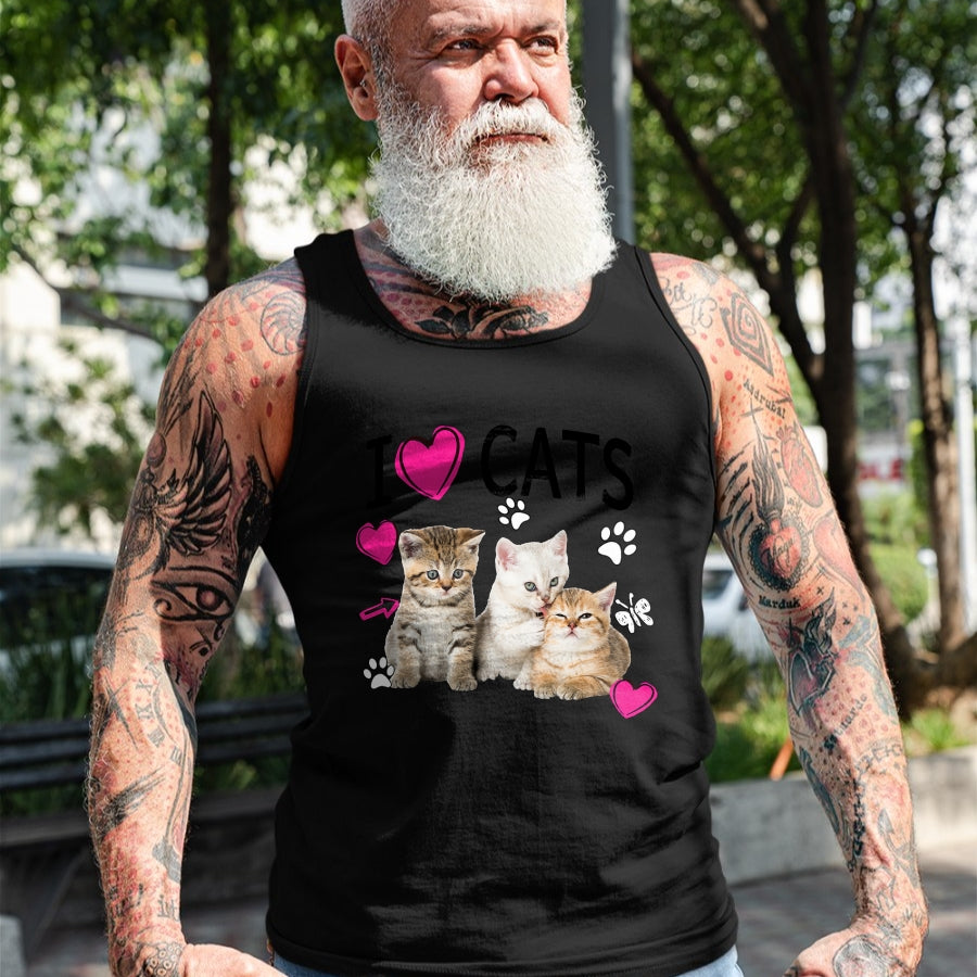 Cat Love Shirt, Funny Cat Lover Gift UnisexT-Shirt/Hoodie/Sweatshirt HLT00 - Cat Lover Tee Cute I Love Cats Kittens Hearts Paws Gift Idea T-Shirt (1)