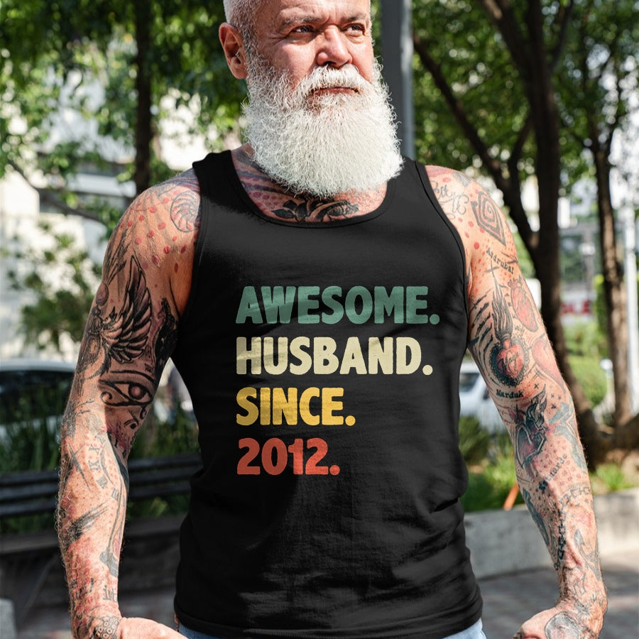 Best Wife Shirt, Wife and Husband Unisex T-Shirt/Hoodie/Sweatshirt HLT00 - 12th Wedding Anniversary Epic Awesome Husband Since 2012 Long Sleeve T-Shirt