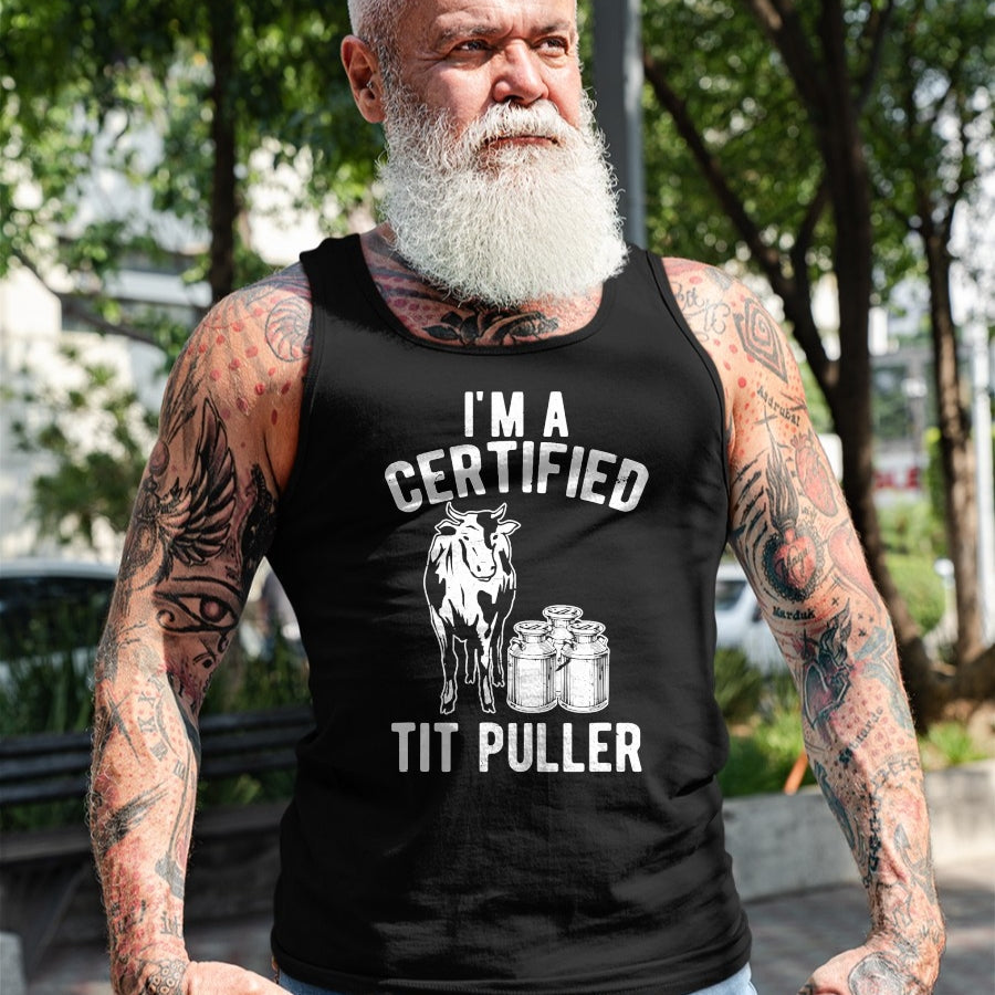 Best Farmer Life Shirt, Funny Farmer UnisexT-Shirt/Hoodie/Sweatshirt HLT00 - I'm A Certified Tit Puller Funny Dairy Cow Farmer Gift T-Shirt