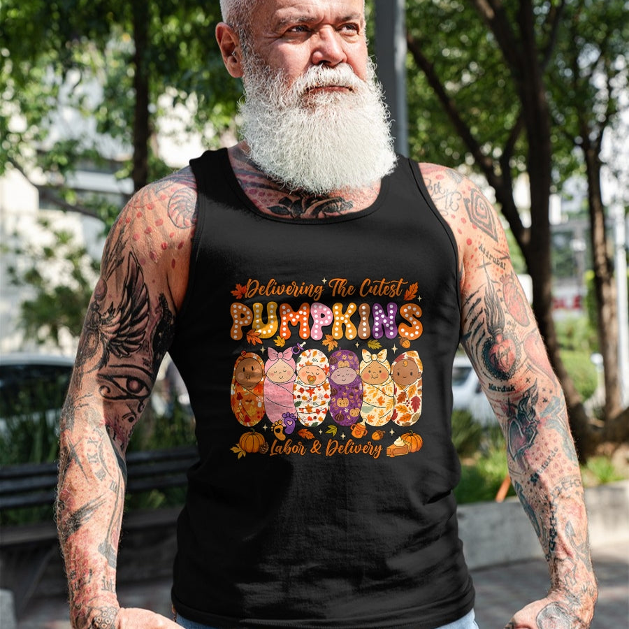 Best Thanksgiving Family Shirt , Funny Thanksgiving UnisexT-Shirt/Hoodie/Sweatshirt HLT00 - Delivering The Cutest Pumpkins Labor and Delivery Nurse Fall T-Shirt