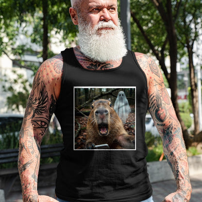 Cute Capybara Shirt, Funny Capybara Unisex T-Shirt/Hoodie/Sweatshirt HLT00 - Funny Capybara Ghost Selfie Photo Capy Meme Tee Kawaii T-Shirt