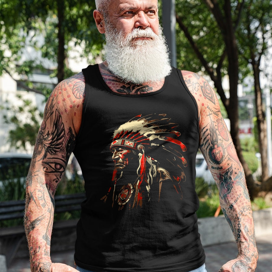Native American T-Shirts, Vintage Native American Unisex T-Shirt/Hoodie/Sweatshirt HLT00 - Retro Native American Indian Headdress Vintage Men Graphic