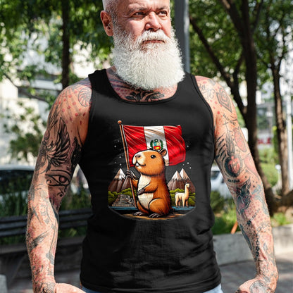 Cute Capybara Shirt, Funny Capybara Unisex T-Shirt/Hoodie/Sweatshirt HLT00 - Peruvian Capybara Peru Flag - Ronsoco Fiestas Patrias T-Shirt