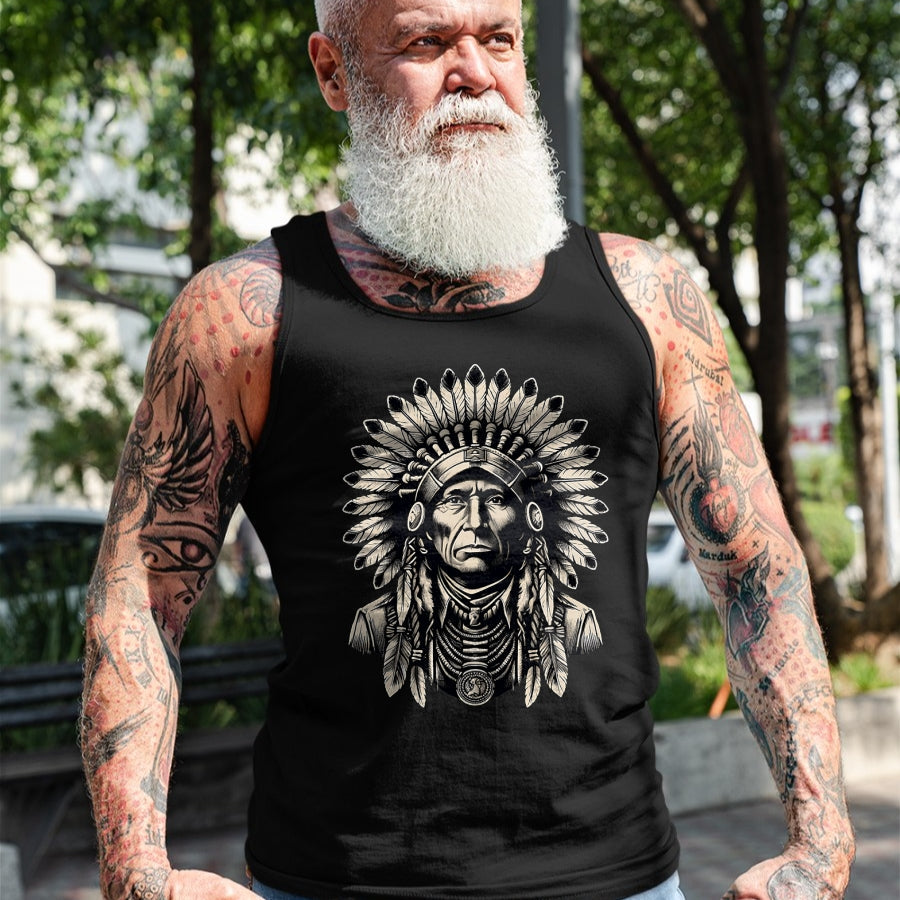 Native American T-Shirts, Vintage Native American Unisex T-Shirt/Hoodie/Sweatshirt HLT00 - Headdress Chief Ancestors Vintage, Native American Indian