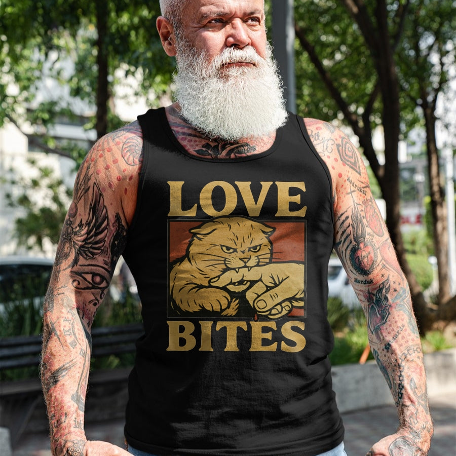 Cat Love Shirt, Funny Cat Lover Gift UnisexT-Shirt/Hoodie/Sweatshirt HLT00 - Love Bites Angry Cat T-Shirt