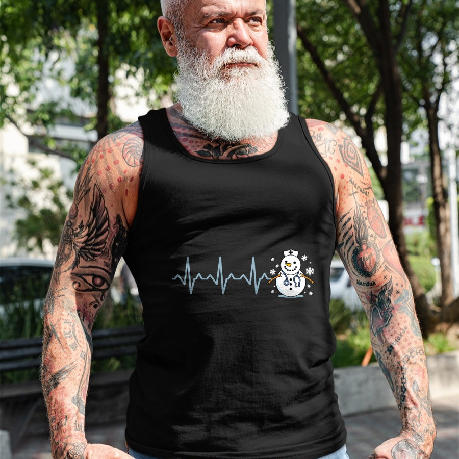 Funny Nurse Shirt, Nurse Unisex T-Shirt/Hoodie/Sweatshirt HLT00 - Heartbeat Nurse Snowman Nurse Christmas T-Shirt
