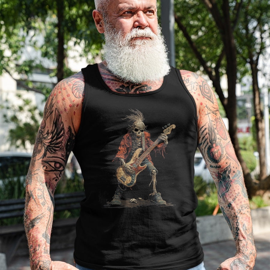 Guitar Lover Shirt, Funny Guitar UnisexT-Shirt/Hoodie/Sweatshirt HLT00 - Skeleton Punk Rocker Halloween Bass Guitar Rock N Roll T-Shirt