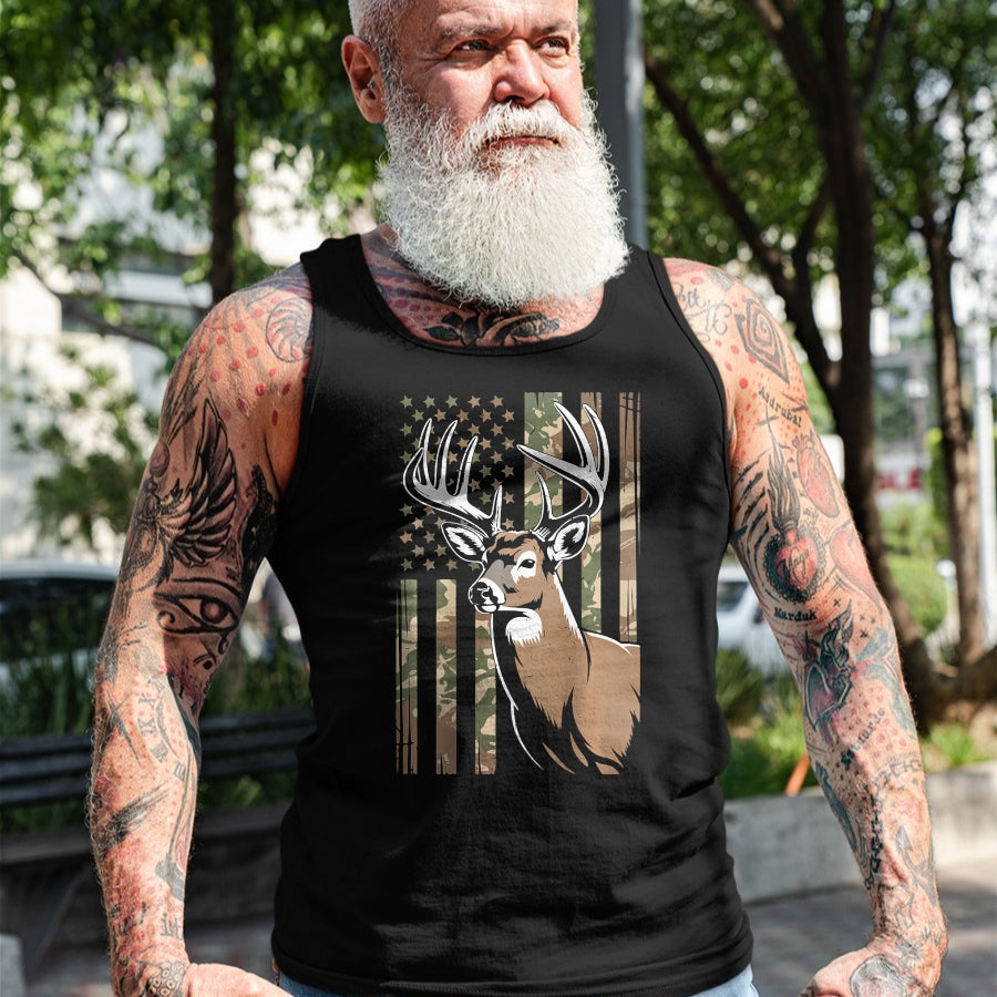 Funny Hunting Shirt, Gift For Hunting Lover Unisex T-Shirt/Hoodie/Sweatshirt HLT00 - Men Boy Camo Deer Hunting American Flag Whitetail Buck Youth T-Shirt