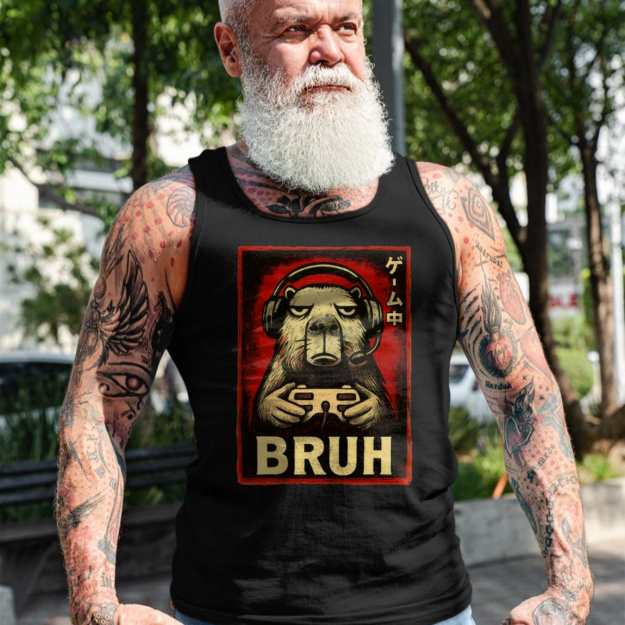 Cute Capybara Shirt, Funny Capybara Unisex T-Shirt/Hoodie/Sweatshirt HLT00 - Funny Capybara Gamer Bruh Graphic Tee Men Boys Teens Gaming T-Shirt