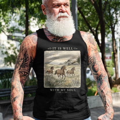 Best Horse Lover Shirt , Funny Horse UnisexT-Shirt/Hoodie/Sweatshirt HLT00 - It is Well with My Soul Horse Watercolor Christian Long Sleeve T-Shirt