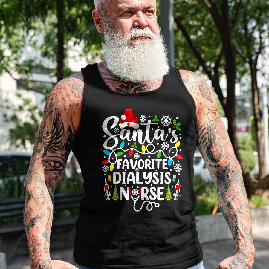 Funny Nurse Shirt, Nurse Unisex T-Shirt/Hoodie/Sweatshirt HLT00 - Santa's Favorite Dialysis Nurse Funny Christmas T-Shirt
