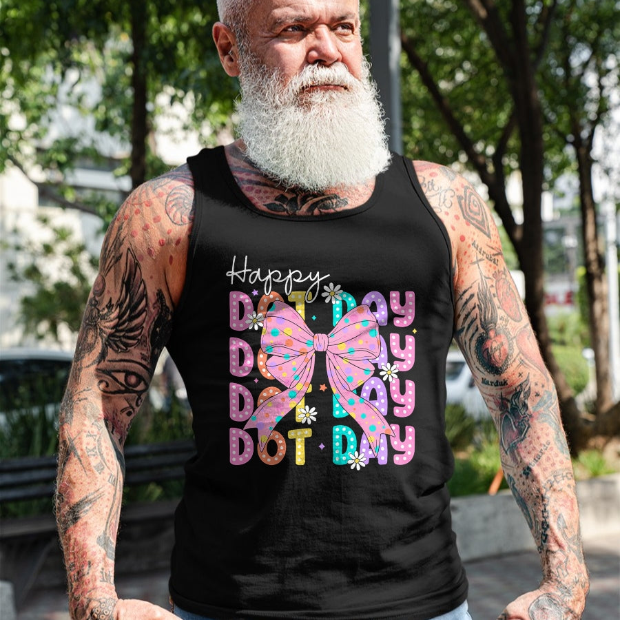 Best Teacher Shirt, Funny Teacher UnisexT-Shirt/Hoodie/Sweatshirt HLT00 - Happy Dot Day 2025 Coquette Bow Teachers Kids Boys Girls T-Shirt