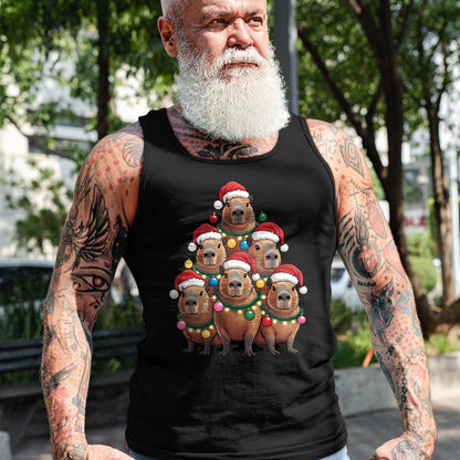 Cute Capybara Shirt, Funny Capybara UnisexT-Shirt/Hoodie/Sweatshirt HLT00 - Capybara Christmas Tree Santa Hat Cute Xmas Boys Kids Men T-Shirt
