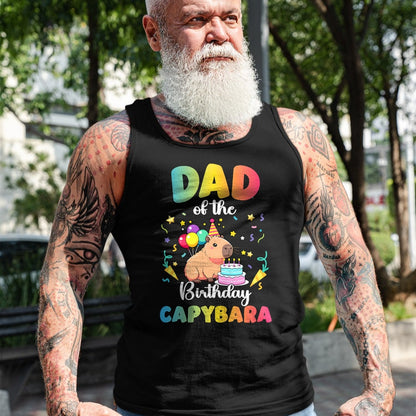 Cute Capybara Shirt, Funny Capybara Unisex T-Shirt/Hoodie/Sweatshirt HLT00 - Dad of The Birthday Girl Capybara Bday Party Family T-Shirt