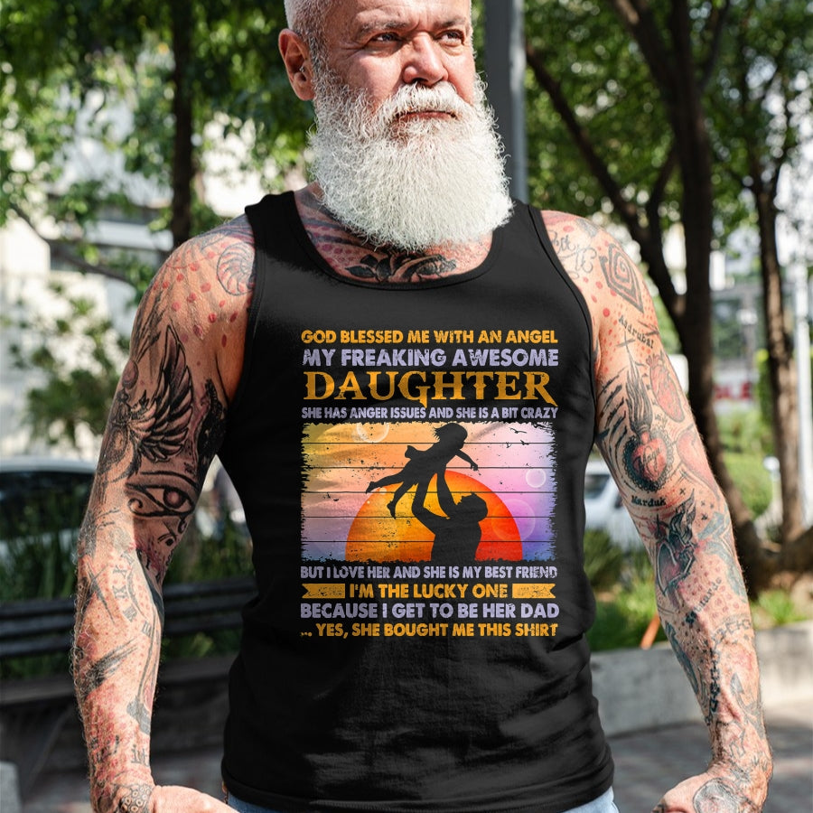 Gift for Dad Shirt, Funny Dad Unisex T-Shirt/Hoodie/Sweatshirt HLT00 – Father_s day from daughter blessed lucky dad T-Shirt