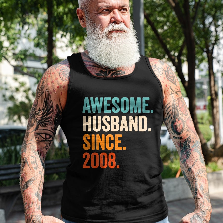 Best Wife Shirt, Wife and Husband Unisex T-Shirt/Hoodie/Sweatshirt HLT00 - Awesome Husband Since 2008 16th wedding anniversary 16 years T-Shirt