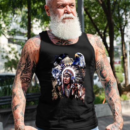 Native American T-Shirts, Vintage Native American Unisex T-Shirt/Hoodie/Sweatshirt HLT00 - American Indigenous Art Native Indian Chief Headdress