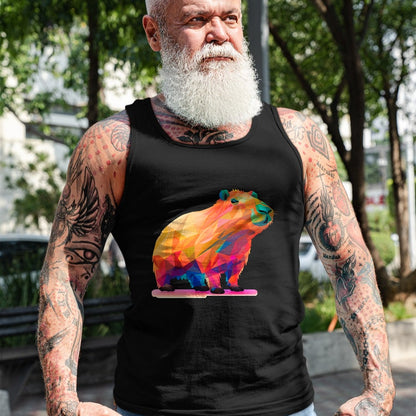 Cute Capybara Shirt, Funny Capybara Unisex T-Shirt/Hoodie/Sweatshirt HLT00 - Colorful Geometric Capybara Long Sleeve T-Shirt
