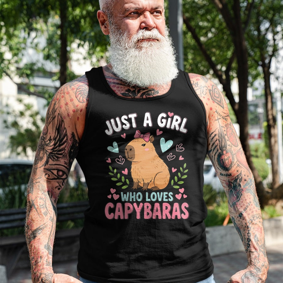 Cute Capybara Shirt, Funny Capybara Unisex T-Shirt/Hoodie/Sweatshirt HLT00 - Just a Girl who Loves Capybaras T-Shirt (4)