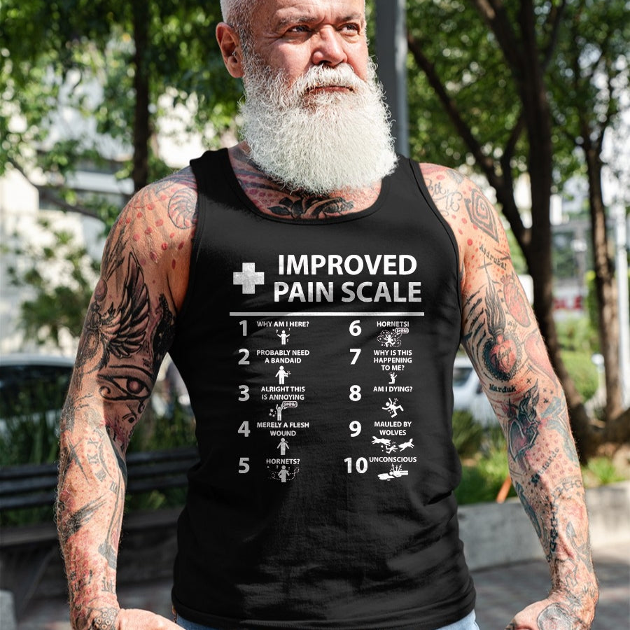 Best Doctor Shirt, Funny Doctor UnisexT-Shirt/Hoodie/Sweatshirt HLT00 - Improved Pain Scale Healthcare Nurse Pain Level Chart Doctor T-Shirt, Men, Black, 3X-Large