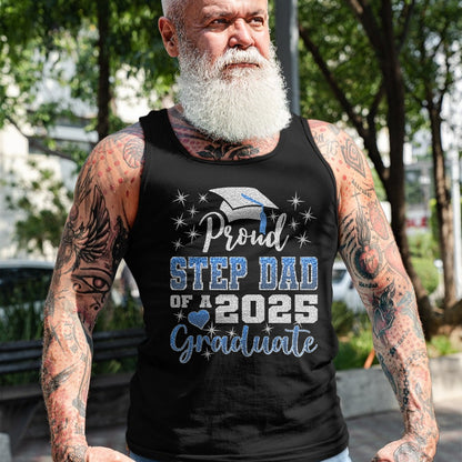 Gift for Dad Shirt, Funny Dad Unisex T-Shirt/Hoodie/Sweatshirt HLT00 – Super Proud Step Dad of 2025 Graduate Awesome Family College T-Shirt