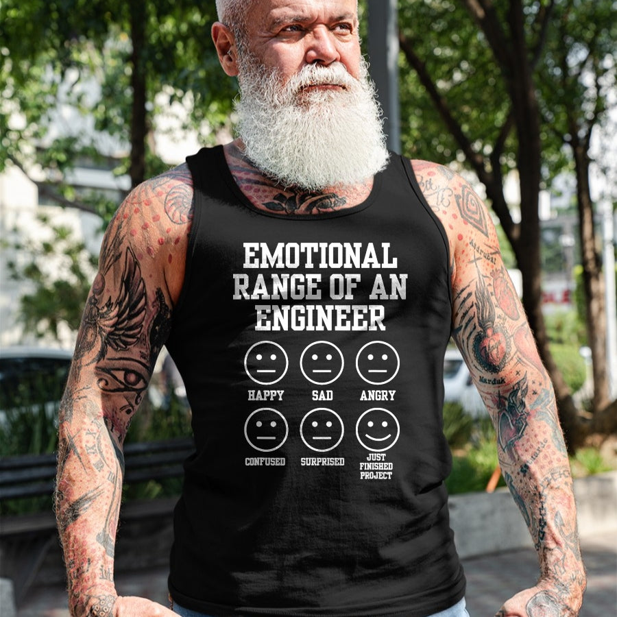 Best Mechanic Life Shirt, Funny Mechanic UnisexT-Shirt/Hoodie/Sweatshirt HLT00 - Emotional Range of an Engineer Funny Engineering Faces Fan T-Shirt