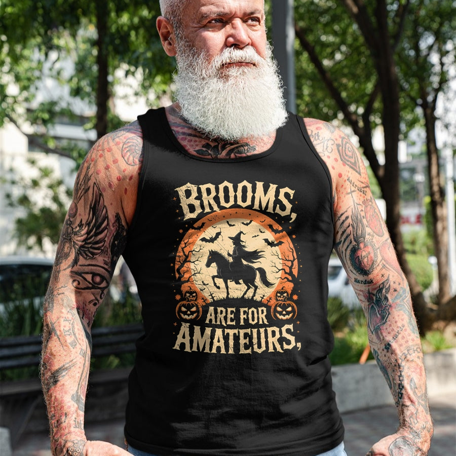 Best Horse Lover Shirt , Funny Horse UnisexT-Shirt/Hoodie/Sweatshirt HLT00 - Brooms are for Amateurs Horse Riding Funny Halloween T-Shirt